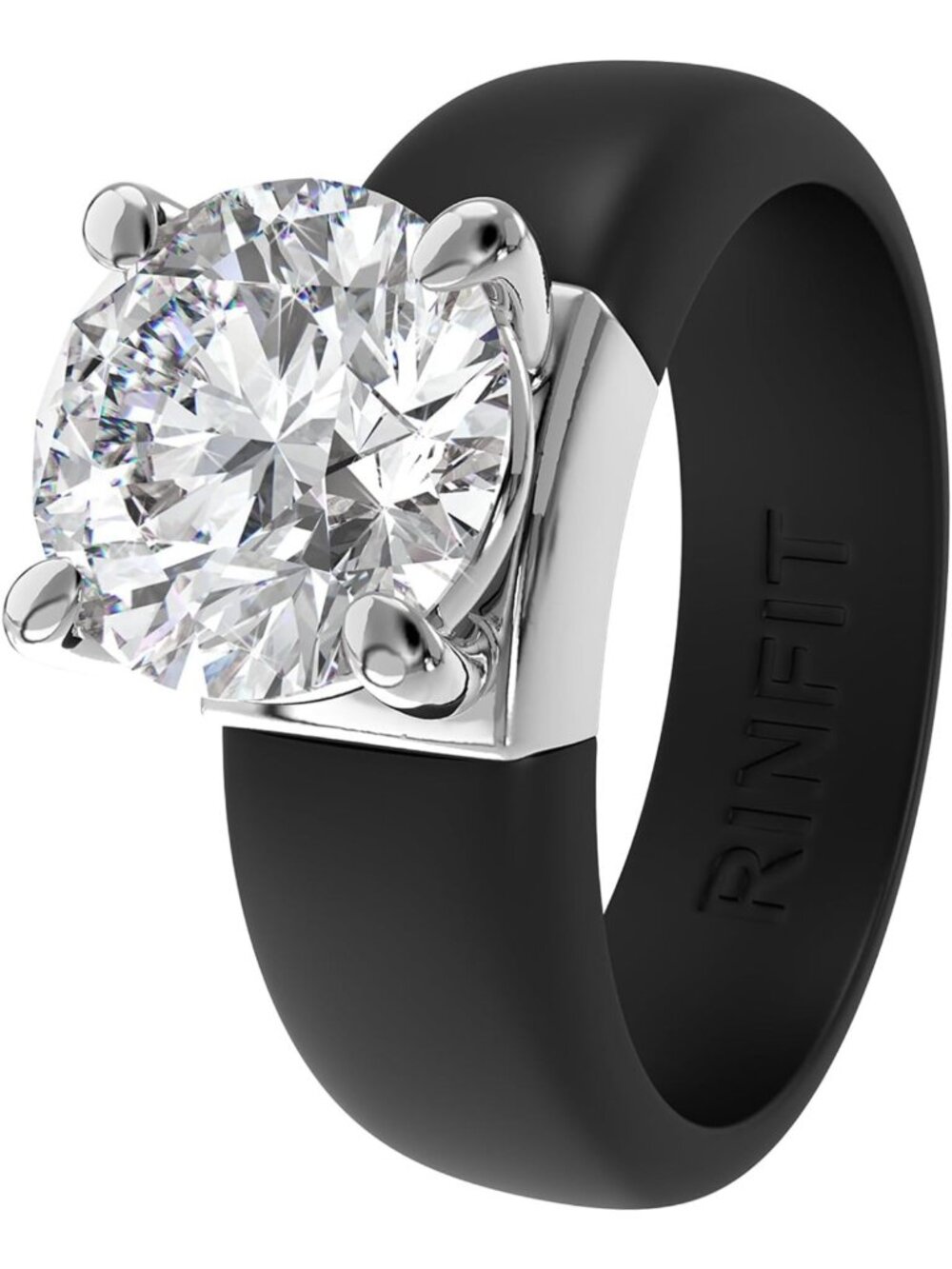 Stylish Silicone Ring with Round Cut CZ Stone - Perfect for Active Lifestyles